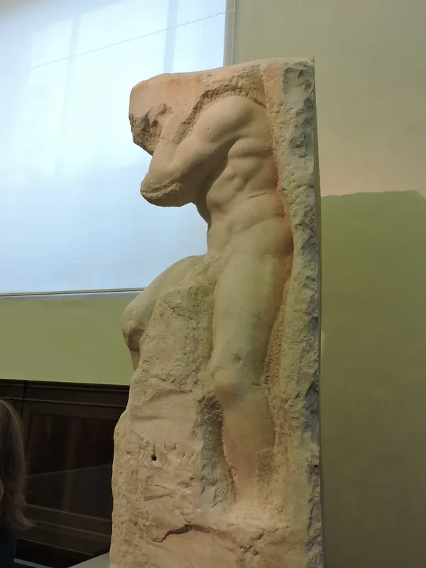 Michelangelo's unfinished marble Atlas, Galleria dell'Accademia, Florence